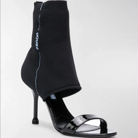 Prada Prada D'Orsay Black Stretch Sandal - Picture 4 of 8